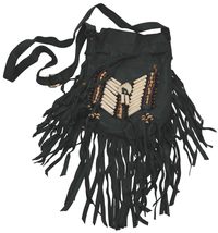 Fair Trade 25cm / 10&#39;&#39; Native American Leather Pouch Medicine Beaded Feather Bag - £42.52 GBP+