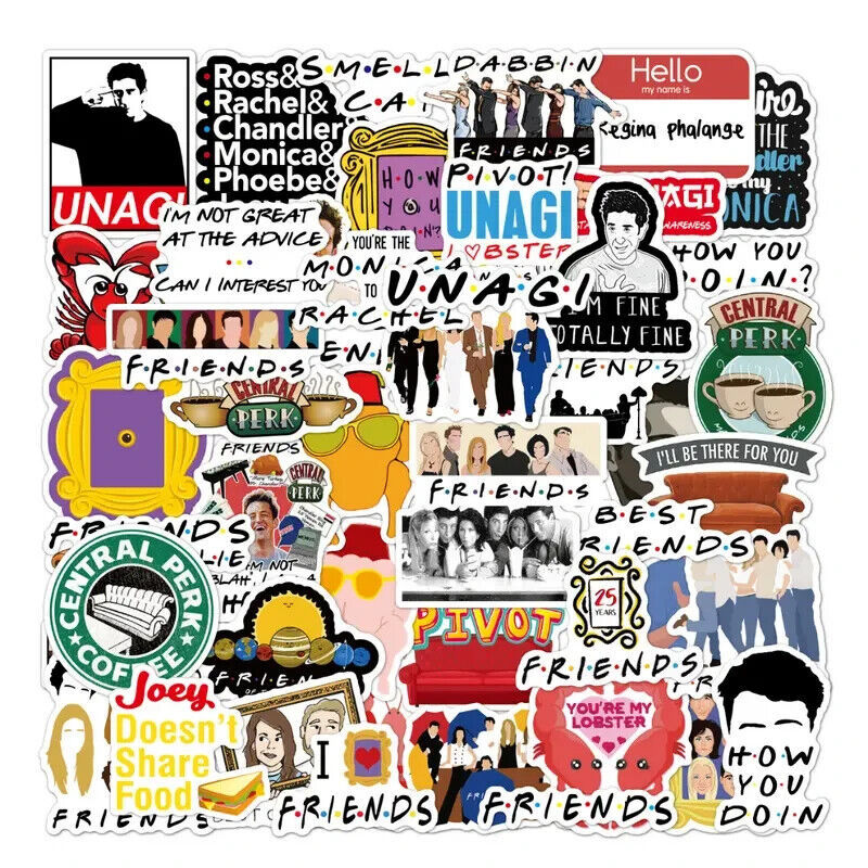 Lot of Ten (10) Friends TV Show Stickers Laptop Notebook Skateboard - $2.85
