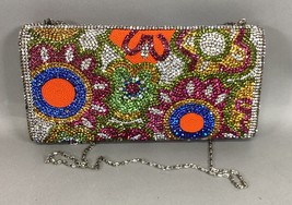 Floral Glitter Beaded Purse Handbag W/ Chain - €21,04 EUR