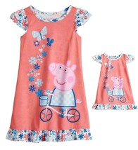 Peppa Pig  Girls 2T Pajamas Nightgown Set Matching 18&quot; Doll Gown New FREE Ship - £15.81 GBP