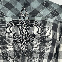 Roar Women&#39;s Shirt Small Lady Luck Ivory Black Check Embroidered Western - $19.85
