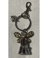 Chico’s Silver &amp; Gold Tone Metal Engraved Angel w/ Clear Rhinestones Key... - $319.88 MXN