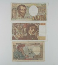 France 3-Notes Francs Set Jacques Coeur, Eugene Delacroix &amp; Montesquieu - £46.92 GBP