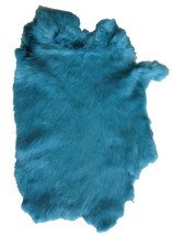 2 LIGHT BLUE DYED GENUINE RABBIT SKIN new solf leather hide fur pelt ski... - £9.80 GBP