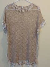 Liangyija Crochet Tunic Shirt Cream Leaf Fringe - £13.13 GBP