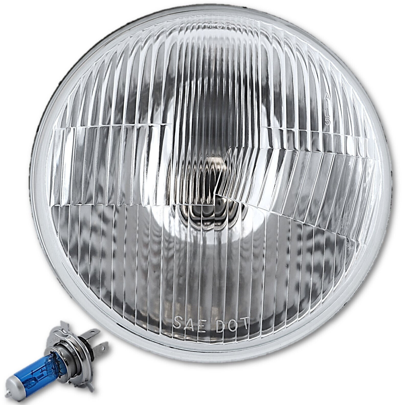 7&quot; Stock Style Lens H4 Motorcycle Headlight Halogen 60/55W Light Bulb Si... - $14.95