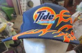 Vintage Tide Racing Team Embroidered Orange Blue Flames Hat Cap #10 Ricky Rudd - £14.47 GBP