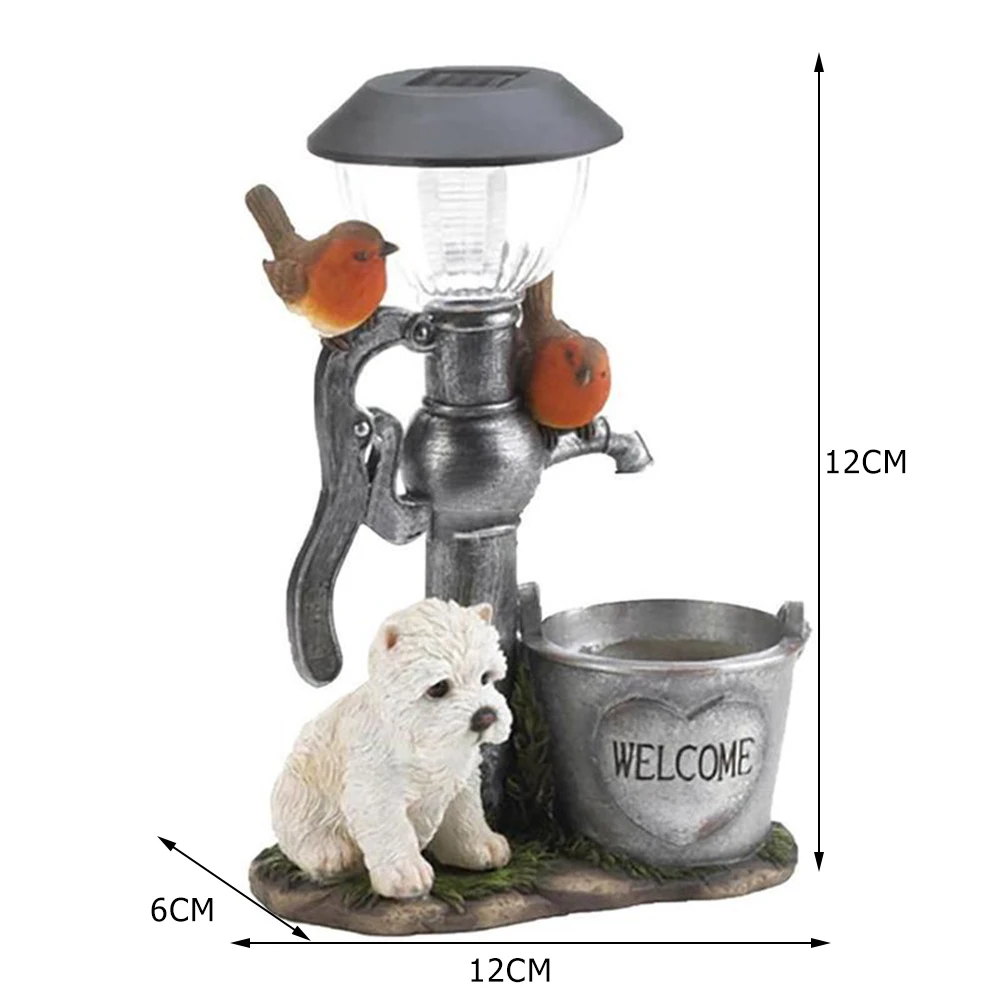 Funny Resin Little  Dog Cat  Figurines LED Solar Light Craft Statue IP65 Waterpr - £148.40 GBP