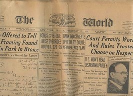 The World Newspaper Final Issue New York February 27, 1931  - £69.55 GBP