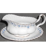 Royal Albert MEMORY LANE PATTERN Bone China GRAVY BOAT w/UNDERPLATE England - $69.29