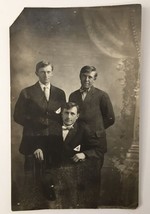 Antique RPPC of 3 Handsome Young Men Portrait Style Dapper Dressed Up Brothers - £6.32 GBP