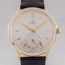 Omega Ω 14k Yellow Gold Automatic Men&#39;s Watch Calibre 342 w/ Black Leather Band - £1,690.92 GBP