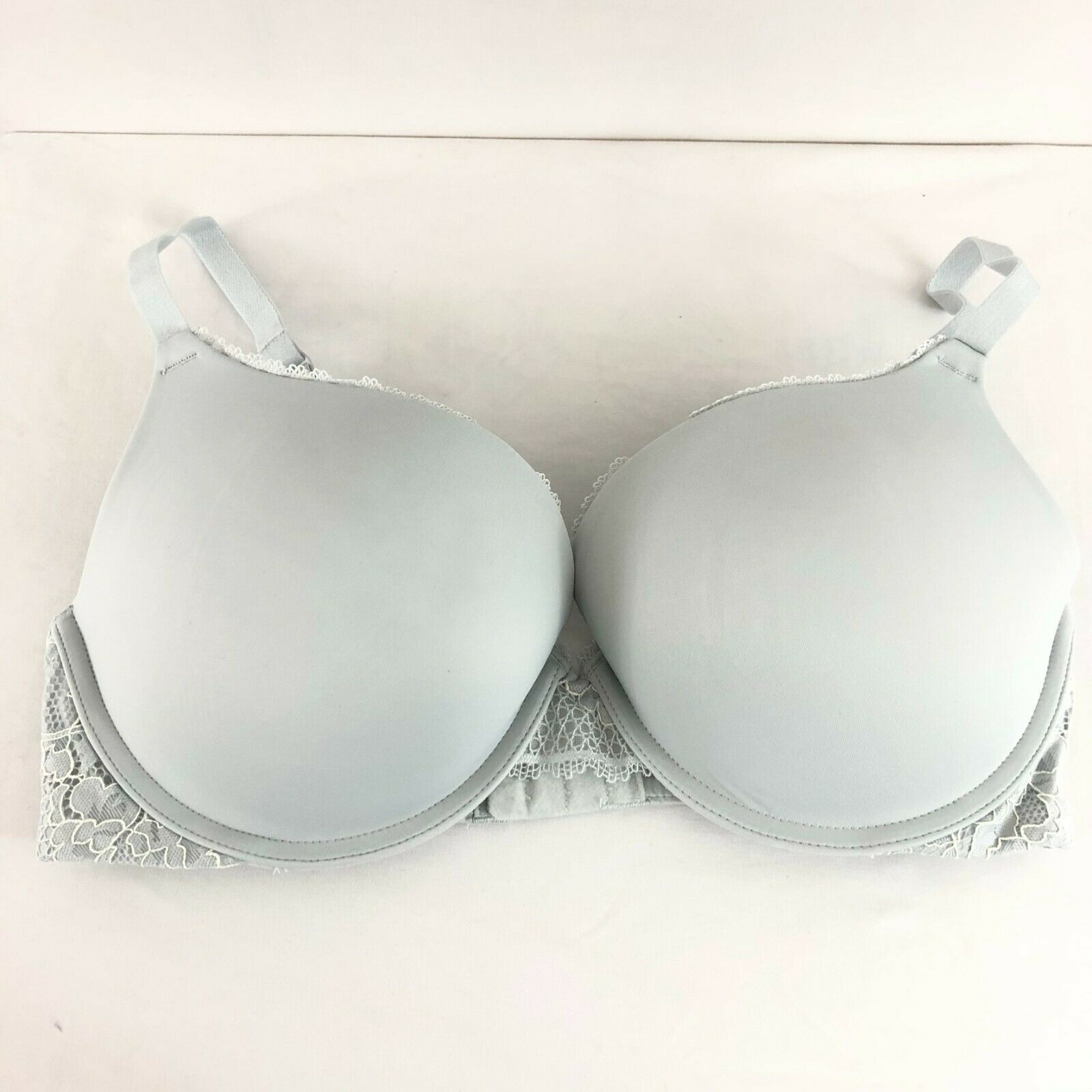 Primary image for Auden Bra The Radiant Plunge Push-Up Lace Trim Gray 34D