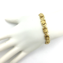 MONET vintage gold-tone X &amp; O bracelet - 7.5&quot; textured stylized bright &amp;... - £15.73 GBP