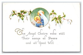 Angel Choirs Nativity Scene Peace and Goodwill Holly 1929 DB Postcard R10 - £3.11 GBP
