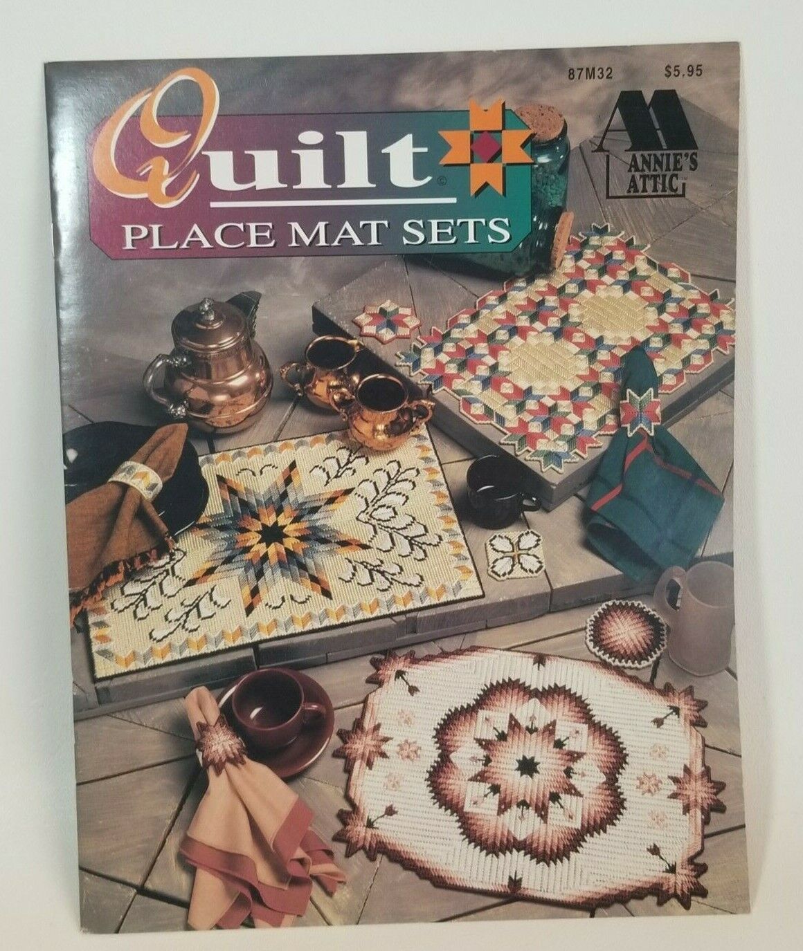 Primary image for Annie's Attic Quilt Placemat Sets Book Leaflet 87M32 Double Wedding Ring Stars 