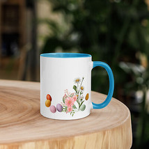 New Coffee Mug 11oz Color Inside Floral Design Ceramic Dishwasher Microw... - £10.24 GBP