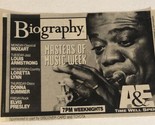 Louis Armstrong BiographyTv Guide Print Ad A&amp;E Tpa16 - £4.66 GBP