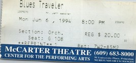 Blues Traveler Concert Ticket Stub June 6 1994 Princeton New Jersey - £19.46 GBP