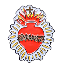 Sacred Heart Pin Badge Crown Thorns Radiant Flames SHJ Brooch Enamel Pin Badge - $7.40