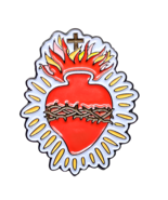 Sacred Heart Pin Badge Crown Thorns Radiant Flames SHJ Brooch Enamel Pin... - £5.89 GBP