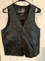 Vintage USA Bikers Dream Apparel Men&#39;s Size 36 Black Lined Leather Vest - £25.16 GBP
