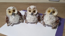 Vintage doll face Snow foam owls Christmas angels&#39; ornamental decoration set 4 - £23.09 GBP