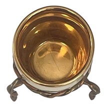 Vintage JSK Czech Porcelain Egg Cup Gold Interior w/ Metal Holder Stand image 4