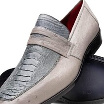 Fangio Men's Dress Shoes Penny Loafer Ostrich Leg Quill Gray image 4