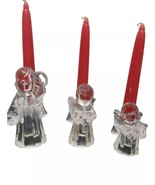 Angel Glass Crystal Tapered Candle Stick Holder Playing Instruments Lot ... - $30.18 CAD