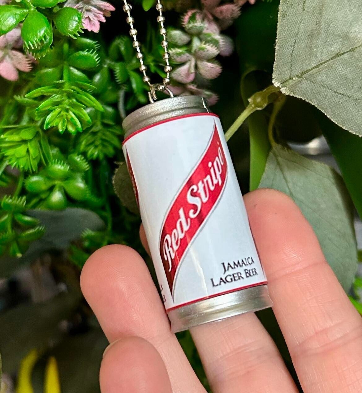 Handmade RED STRIPE CAN BAUBLE car hanger HANGING decoration XMAS tree J... - $12.55
