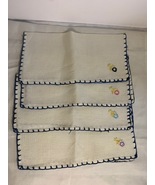 Vintage hand embroidered flower napkin set of 4 #298b - £11.06 GBP