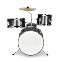 14&quot;x10&quot; 3-Pieces Junior Kids Drum Set Kit Pedal Drum Stick Wrench Drum Stool Bla - £147.74 GBP