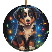 Cute Australian Shepherd Puppy Dog Christmas Light Ornament Ceramic Gift... - $14.80