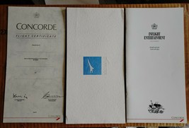 Vtg 1988 Concorde Flight Certificate Brochure Inflight Entertainment Book 3 Pcs - £15.97 GBP