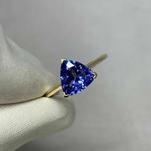 Beautiful 4.25ct Tanzanite Trillion Cut Yellow GoldPlated Ring For Her - $53.30