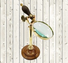 Vintage Brass Adjustable Magnifying Glass Desk Stand 4 Magnifier Table T... - $59.99