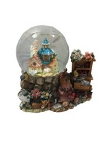 Musical Cottagecore Snow Globe Teddy Bear Floral  5.5&quot; Tall - £13.96 GBP