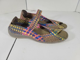CC Resorts Solar Women Flats Multi color Shoes Size 11 Peep Toe Basketweave - $14.99