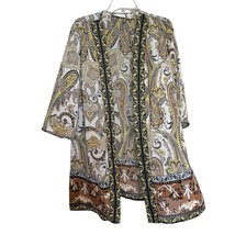 Susan Graver Kimono Top Multicolor Medium Cardigan Open Front Paisley Bo... - £17.12 GBP