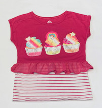 Garanimals 365 Kids girls&#39; knit top size 7 hot pink with ruffle cupcakes - £3.18 GBP