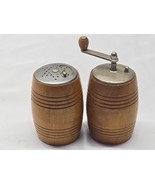Vintage Wooden Whiskey Barrels Salt &amp; Pepper Mill Shaker Set - Farmhouse... - $11.86
