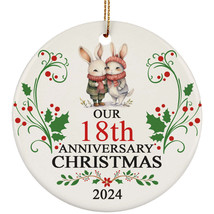 Cute Rabbit Couple Ornament Our 18th Anniversary Christmas 18 Years In Love Gift - $15.79