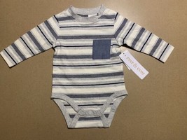 NEW Baby Infant Boy Bodysuit Long Sleeves Striped with Navy Pocket 3M 3 ... - £7.90 GBP