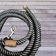 Action Company Braided Trainer&#39;s Lead Rope with Rawhide Accents Navy and... - $19.23 CAD