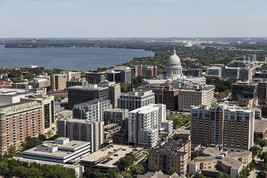 Lake Mendota and Wisconsin State Capitol in Madison aerial view Photo Print - £6.96 GBP+