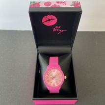 Betsey Johnson Rhinestone Bezel Hot Pink Watch NEW - £22.25 GBP