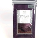 Wamsutta Damask Stripe King Bedskirt Potent Purple 15” Drop 500TC Dust R... - €21,10 EUR