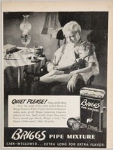 1941 Print Ad Briggs Pipe Tobacco Mixture Grandpa &amp; Grandson Fall Asleep - £9.63 GBP