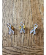 Lot of 3 Light Blue/Light Pink Awareness Ribbon Pins 1&#39;&#39; Breast/Prostate... - $14.99